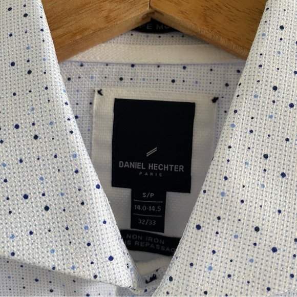 DANIEL HECHTER tip top modern fit non-Iron dot print dress shirt - Picture 7 of 14